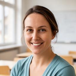 Deutschlehrerin Lea Müller in einem hellen Unterrichtsraum in Naters